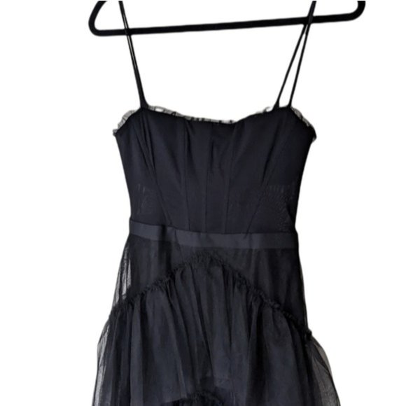 NEW BCBGMAXAZRIA Oly Black Corset Tulle Gown Ruffled Maxi Gown Dress Size 2 - Picture 5 of 11